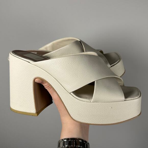 Dolce Vita Cream Chunky Platform Leather Wonder Heels Women's 8.5 - Picture 4 of 14